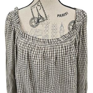 St. Johns Bay Womens Blouse 3X NWT Black White Tan‎ Square Neck 3/4 Sleeve